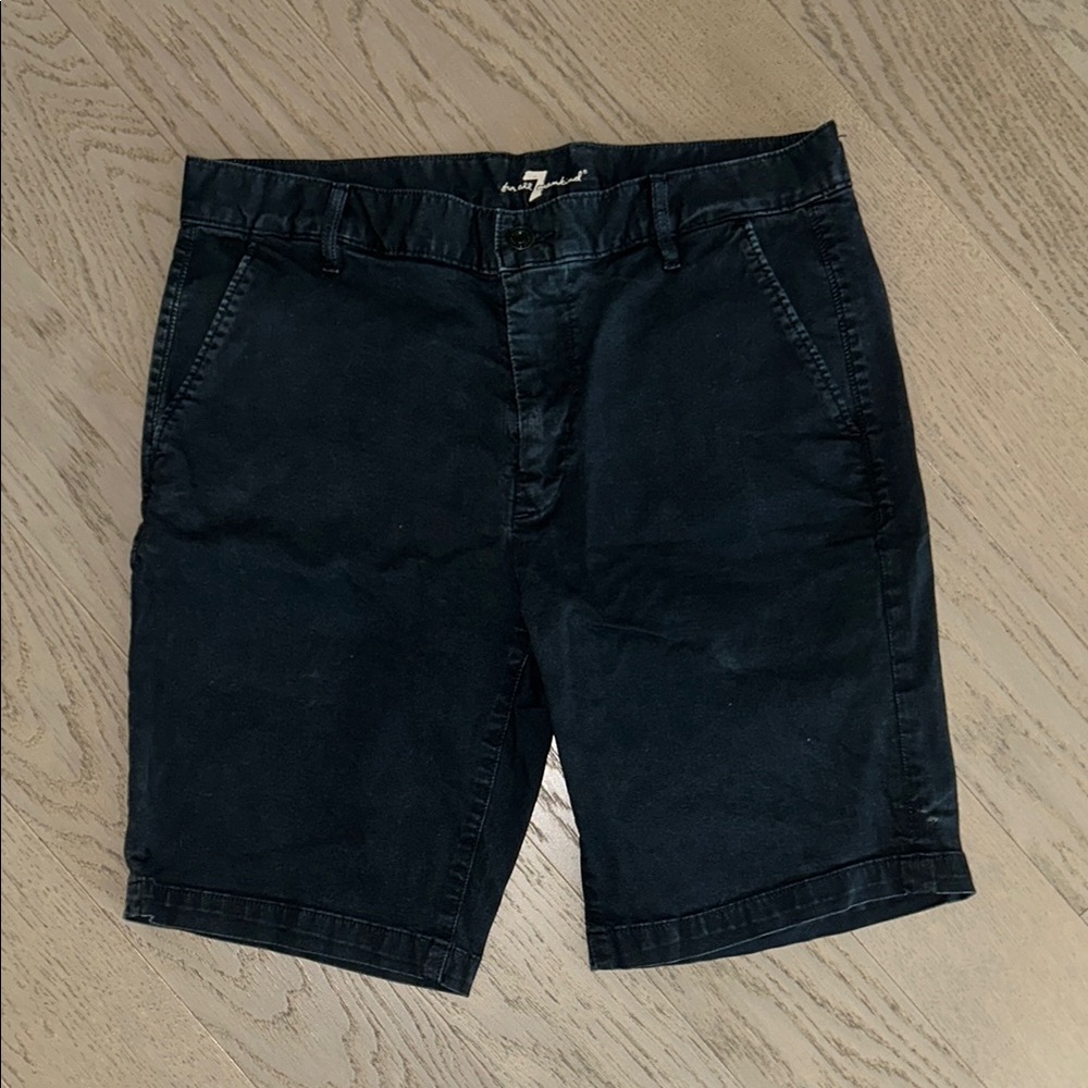 7 For All Mankind Black Flat Front Shorts